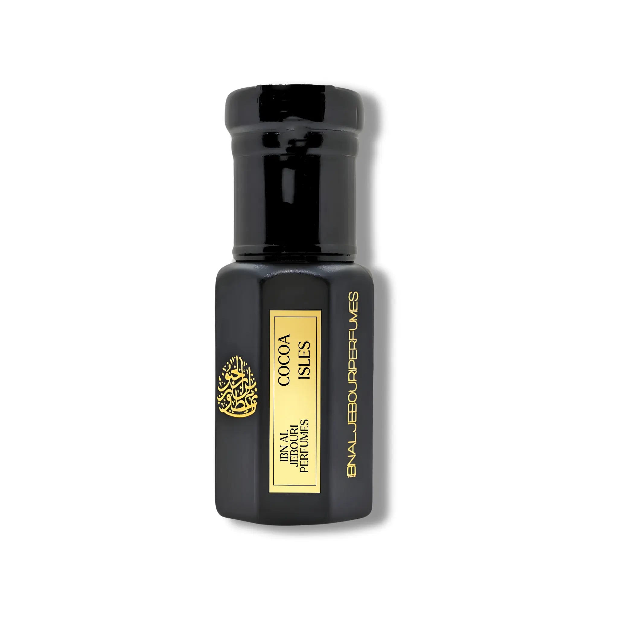 Cocoa Isles Perfume Oil by Ibn Al Jebouri, 6ml amber bottle, chocolate and fruity scent, alcohol-free attar oil.
