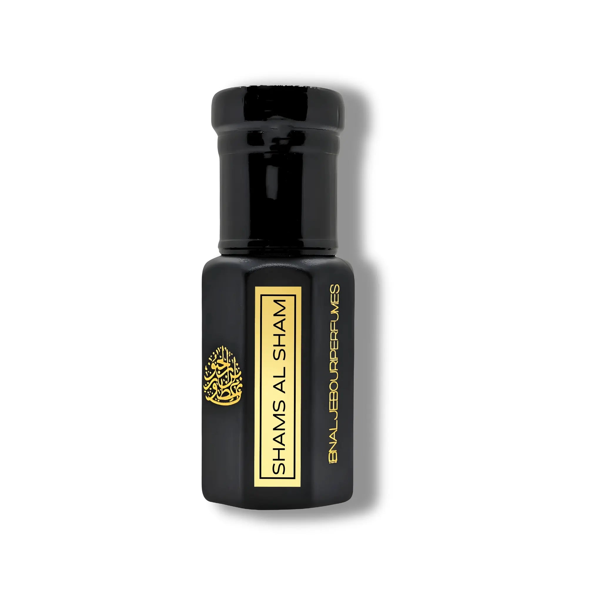 Shams Al Sham perfume oil by Ibn Al Jebouri, amber glass bottle, alcohol-free Arabian fragrance, available in 1ml, 3ml, and 