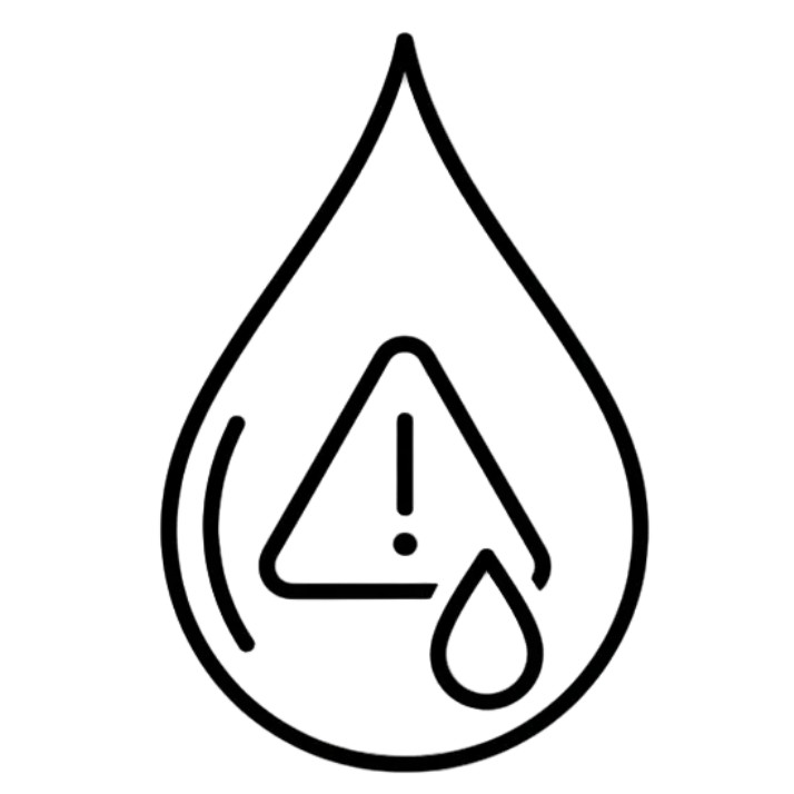 a 2d black and white icon for a Ingredients and Warnings perfume oil section 